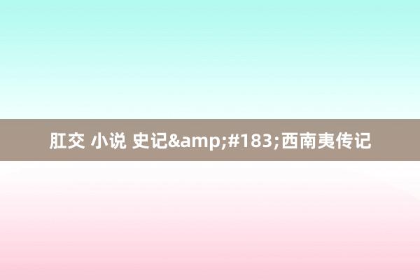 肛交 小说 史记&#183;西南夷传记