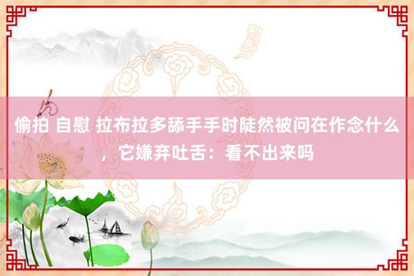 偷拍 自慰 拉布拉多舔手手时陡然被问在作念什么，它嫌弃吐舌：看不出来吗